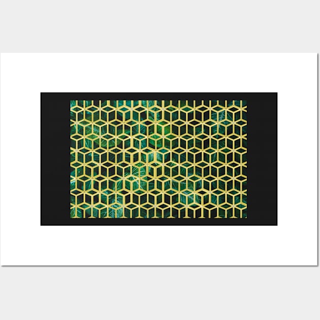 yellow cubes on green Design 1 Wall Art by Invisibleman17